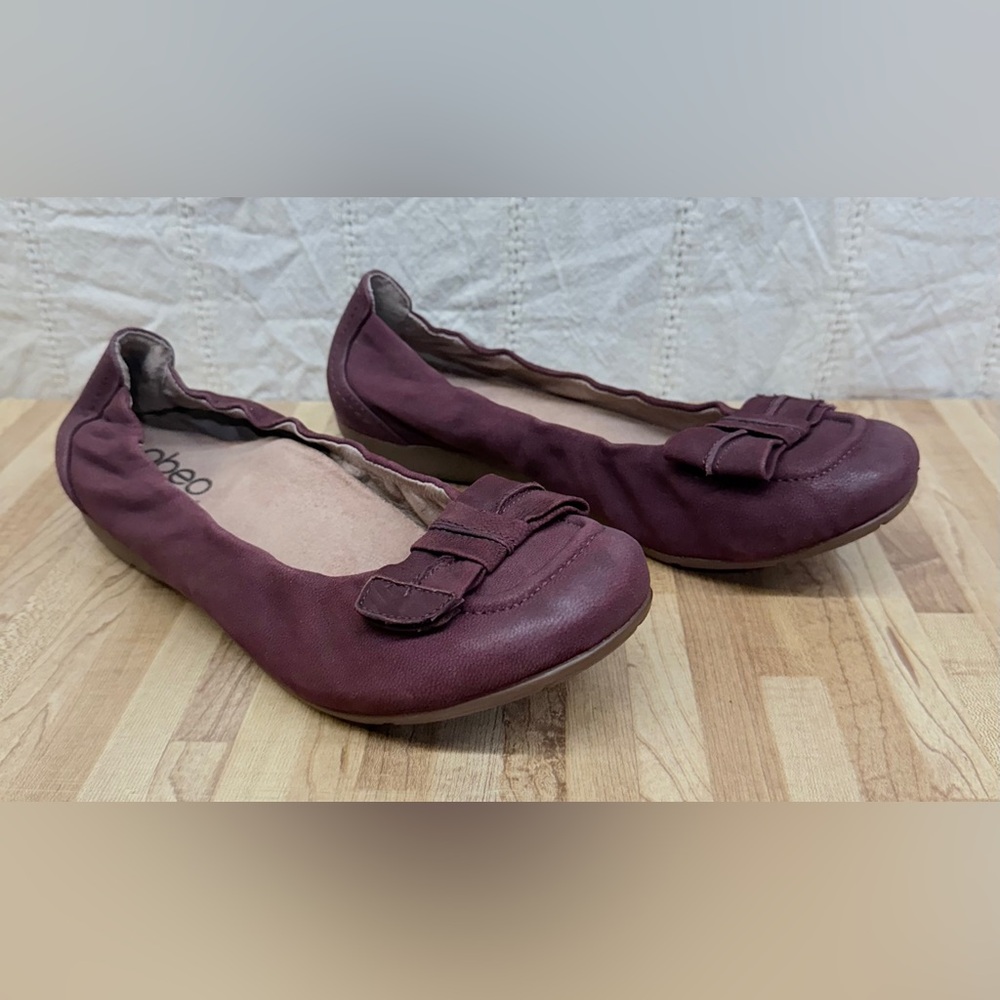 Abeo Biosystem Tatum Burgundy Flats Slip On Round Toe Comfort Shoes Sz 8N